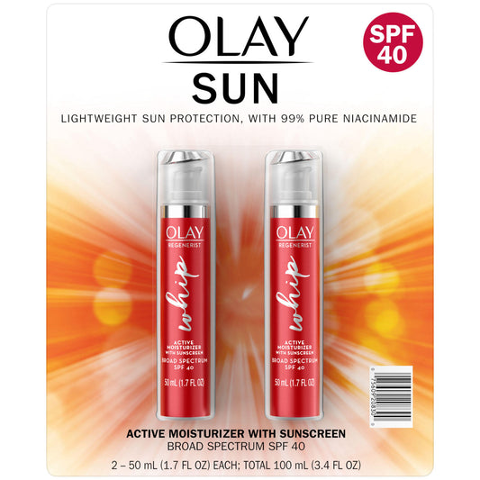 Olay Regenerist Whip Face Moisturizer with Sunscreen SPF 40 (1.7 fl. oz., pack of 2)