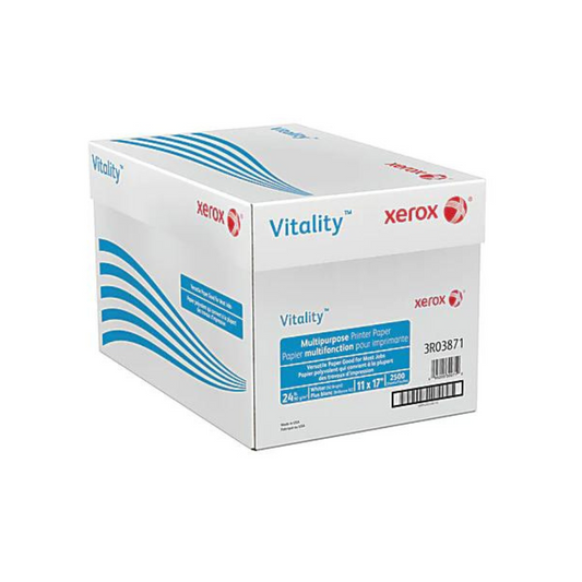 Xerox Vitality Multi-Use Print & Copy Paper, Ledger Size 11" x 17", 92 Brightness, 24 Lb, FSC Certified, White, 500 Sheets Per Ream, Case Of 5 Reams