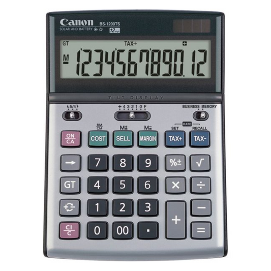 Canon BS-1200TS - Desktop calculator - 12 digits - solar panel, battery - metallic