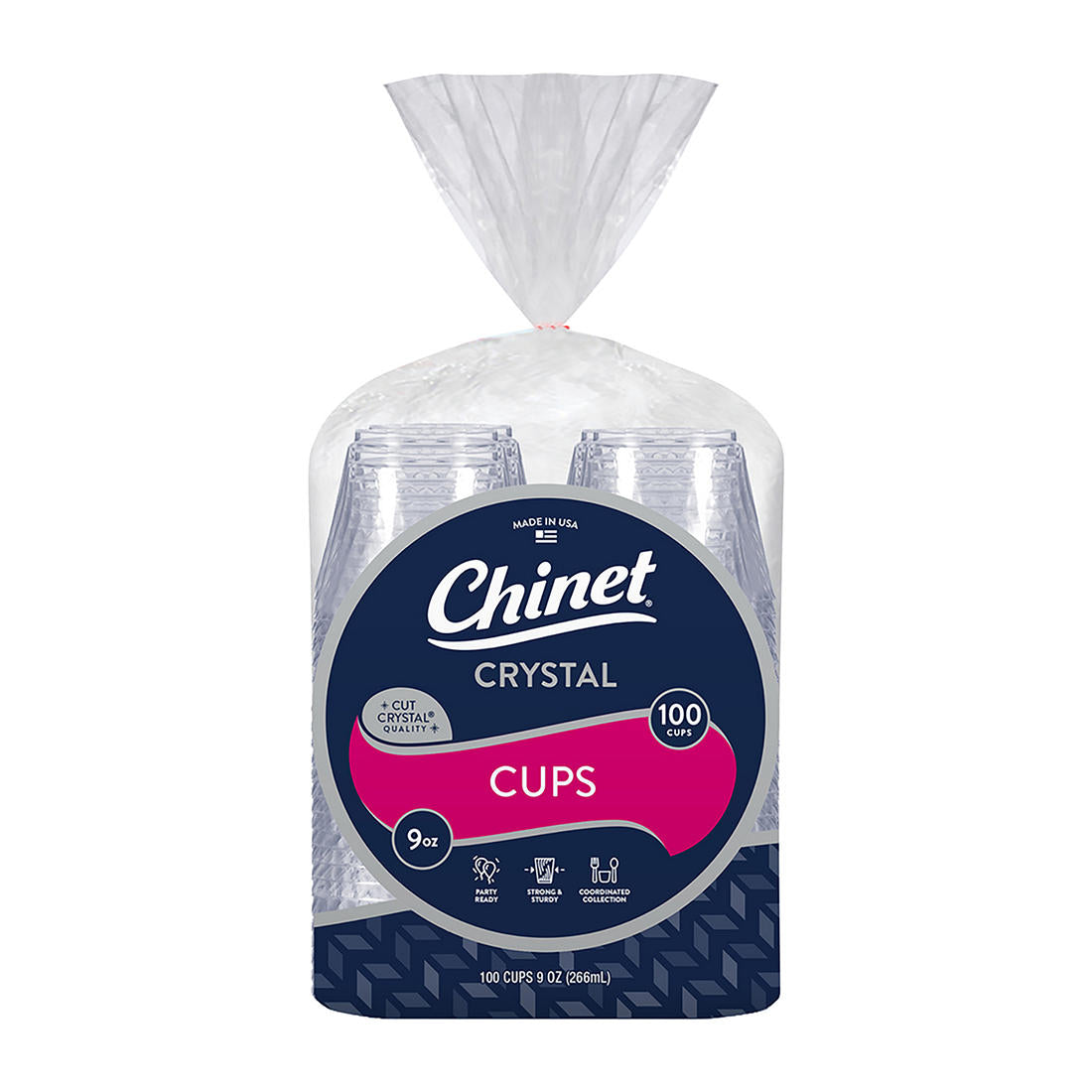 Chinet 9 Oz. Crystal Clear Cups, 100 ct.