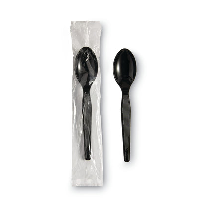 Dixie® Individually Wrapped Heavyweight Cutlery, Teaspoons, Black, Carton Of 1,000 Teaspoons