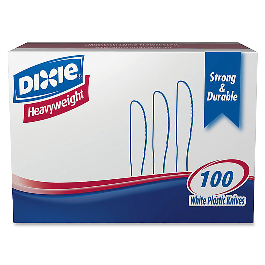 Dixie® Heavyweight Utensils, Knives, White, Box Of 100 Knives