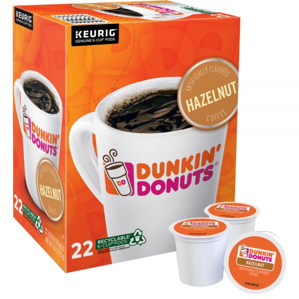 Dunkin' Donuts Single-Serve Coffee K-Cup Pods, Hazelnut, Box Of 22