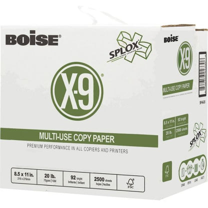 Boise X-9 SPLOX Multi-Use Print & Copy Paper, Letter Size 8 1/2" x 11", 92 Brightness, 24 Lb, White, Case Of 2000 Sheets