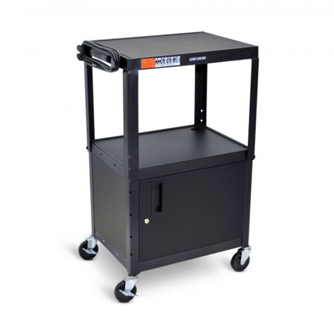 Adjustable-Height Steel AV Cart - Cabinet