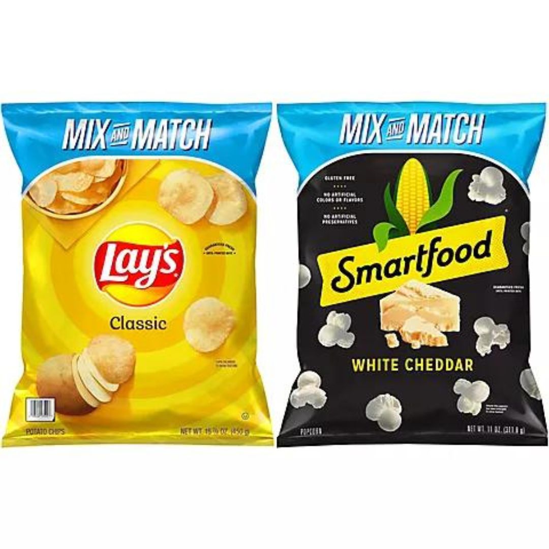 Lays Classic Potato Chips & Smartfood White Cheddar Flavored Popcorn - Pick n' Pack