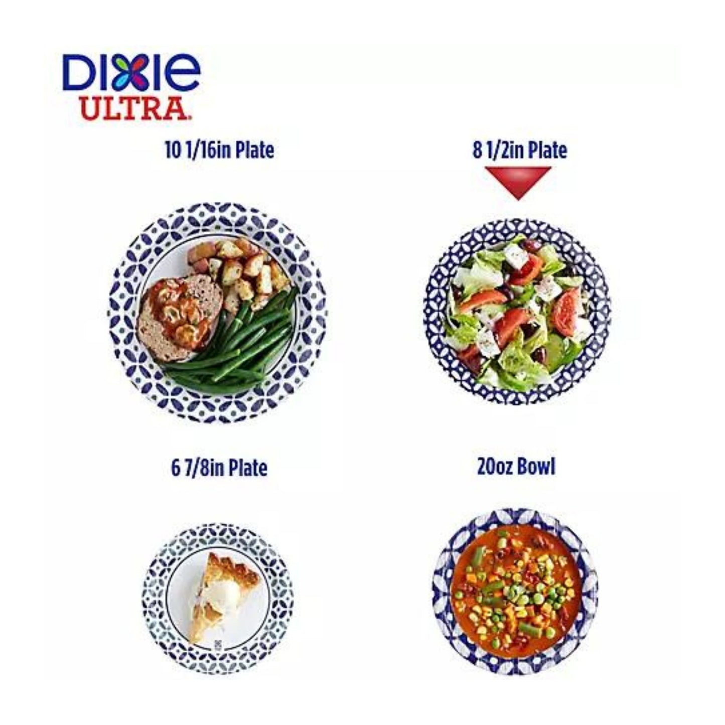 Dixie Ultra 8.5" Printed Paper Lunch or Light Dinner Plate 220 count