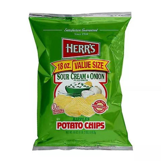 HERR'S Sour Cream & Onion Ripple Potato Chips 18oz.
