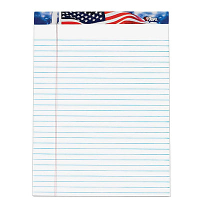 TOPS American Pride Writing Tablet, 8 1/2" x 11 3/4", 16 Lb, Legal Rule, White, 50 Sheets Per Pad, Pack Of 12 Pads