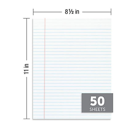 Office Depot Brand Glue-Top Legal Pads, 8 1/2" x 11", Legal Ruled, 50 Sheets, White, Pack Of 12 Pads