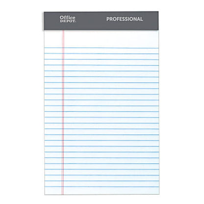 Office Depot Brand Professional Perforated Pads, 5" x 8", Narrow Ruled, 50 Sheets Per Pad, White, Pack Of 8 Pads