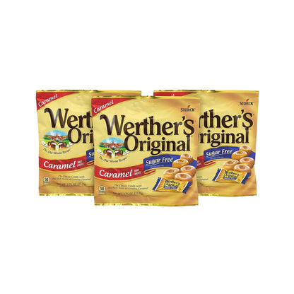 Werther's Original Sugar-Free Caramel Hard Candies 2.75 Oz. Pack Of 3 Bags