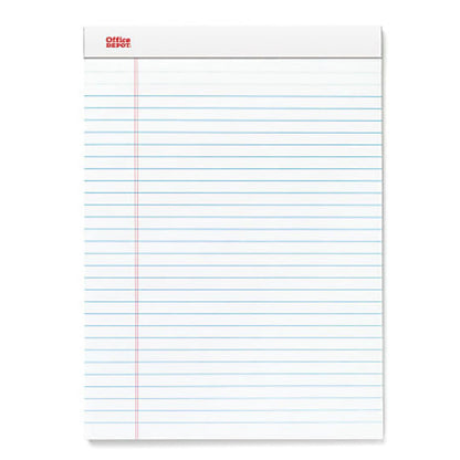 Office Depot Brand Perforated Writing Pads, 8-1/2" x 11-3/4", Legal Ruled, 50 Sheets, White, Pack Of 12 Pads
