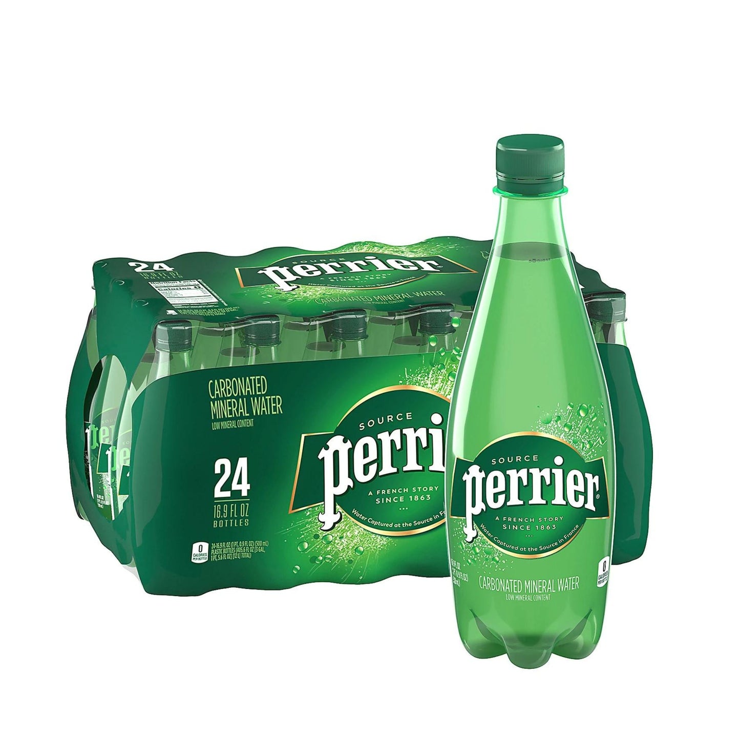 Perrier Sparkling Natural Mineral Water 16.9 Oz. Case of 24 Bottles