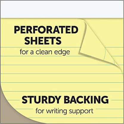 Office Depot Brand Perforated Writing Pads, 5" x 8", Narrow Ruled, 50 Sheets, Canary, Pack Of 12 Pads