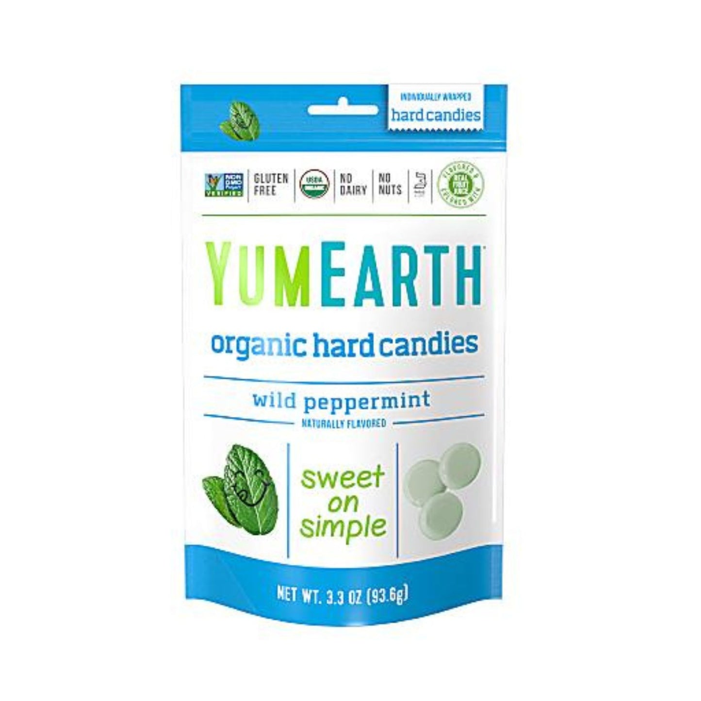 Yummy Earth Organic Wild Peppermint Hard Candies 3.3 Oz. Pack Of 3 Bags