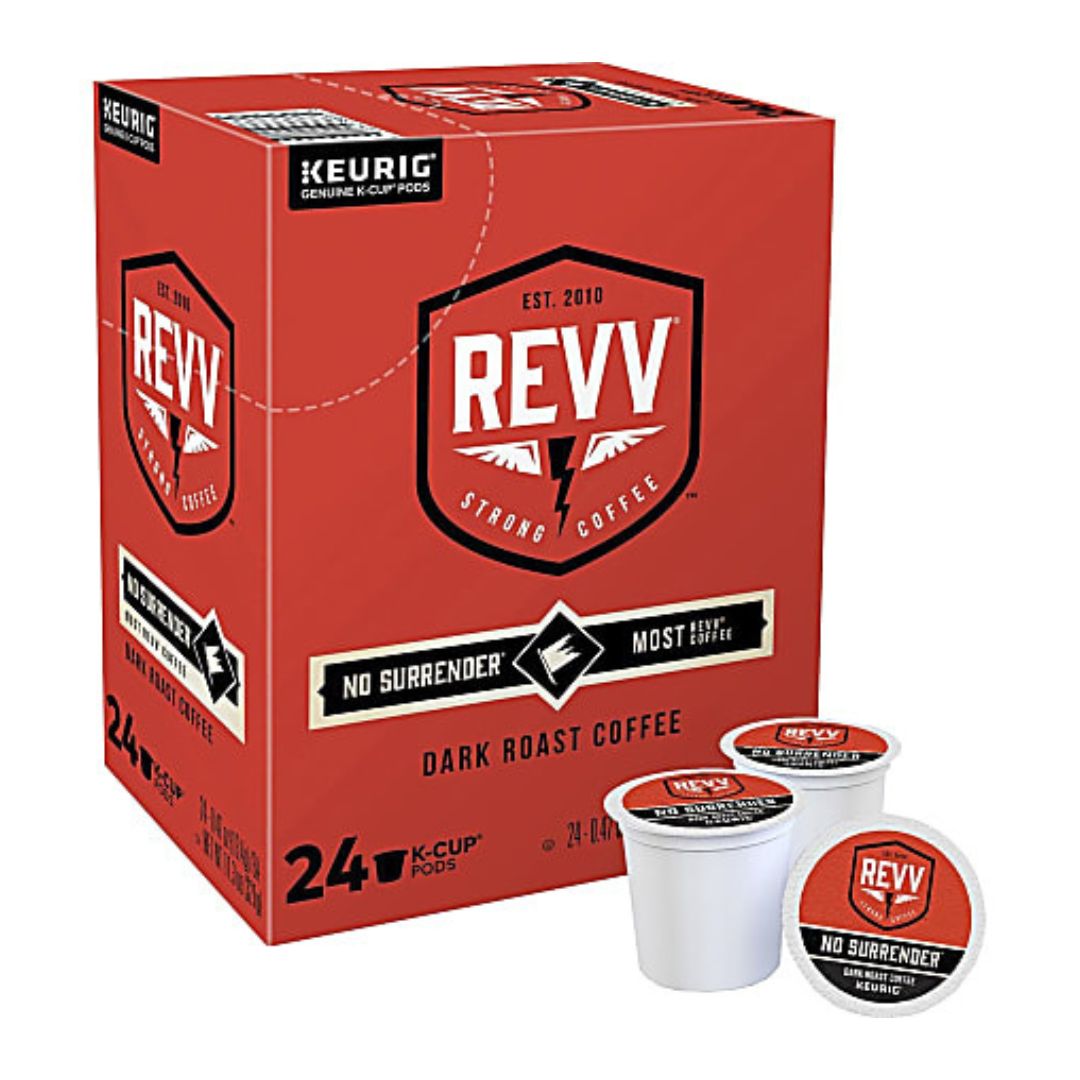 REVV Single-Serve Coffee K-Cup Pods, No Surrender, Box Of 24