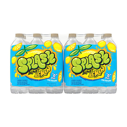 Splash Blast Lemon Flavored Water Beverage 16.9 Oz. Case of 24 Bottles