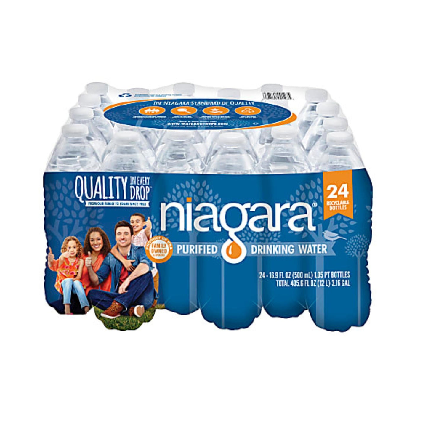 Niagara Purified Drinking Water Bottles 16.9 Fl Oz. Pack Of 24 Bottles