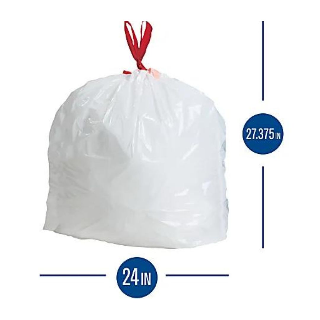Highmark Tall 0.6 mil Drawstring Kitchen Trash Bags 13 Gallon 27.375" x 24" White Box Of 200
