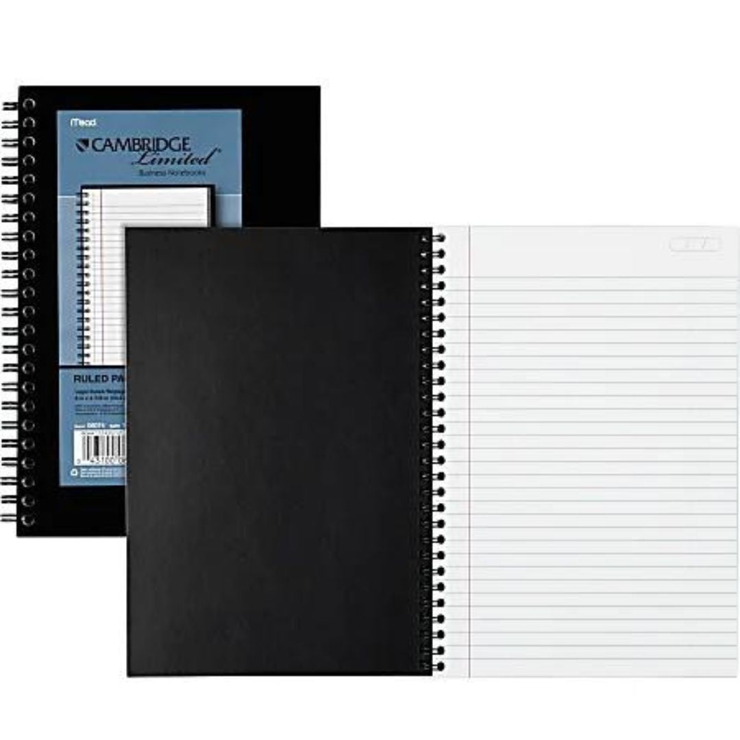 Cambridge Limited 30% Recycled Business Notebook, 4 7/8" x 8", 1 Subject, Legal Ruled, 80 Sheets, Black (06074)