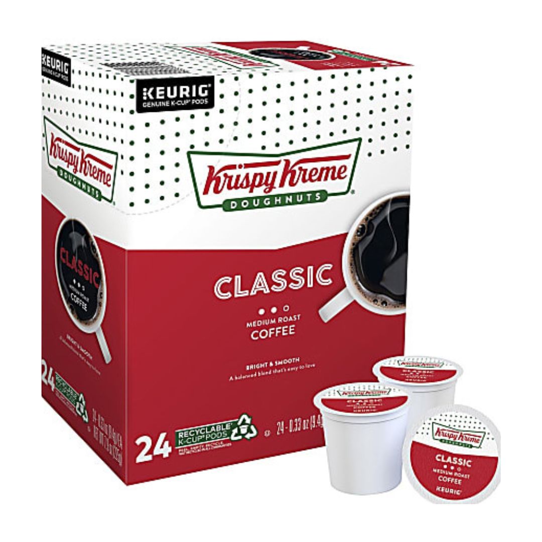 Krispy Kreme Doughnuts Single-Serve Coffee K-Cup Pods, Smooth Medium Roast, Box Of 24