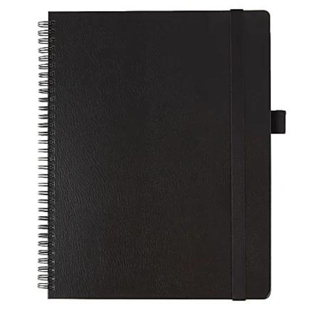 Office Depot Brand Hard Cover Premium Business Notebook, 8 1/2" x 11", 1 Subject, Narrow Ruled, 120 Pages (60 Sheets), Black
