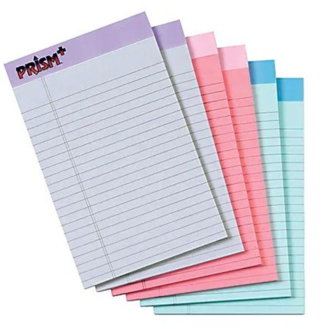 Tops Prism+ Legal Pads, 5" x 8", Narrow Ruled, 100 Pages (50 Sheets) Per Pad, Pack Of 6 Pads, Assorted Colors