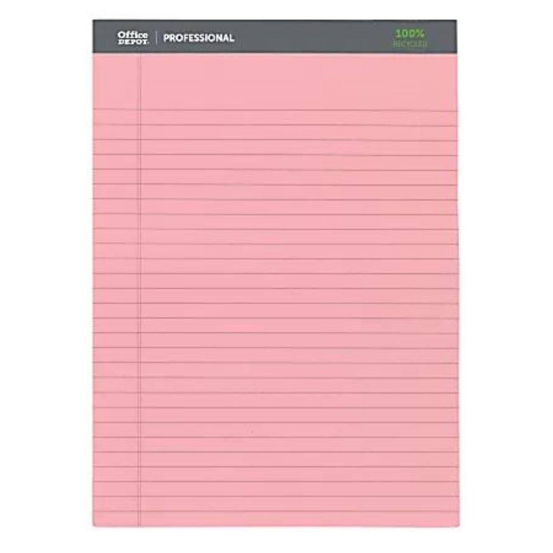 Office Depot Brand Professional Legal Pad, 8 1/2" x 11 3/4", Legal Ruled, 100 Pages (50 Sheets), Assorted Colors, Pack Of 3