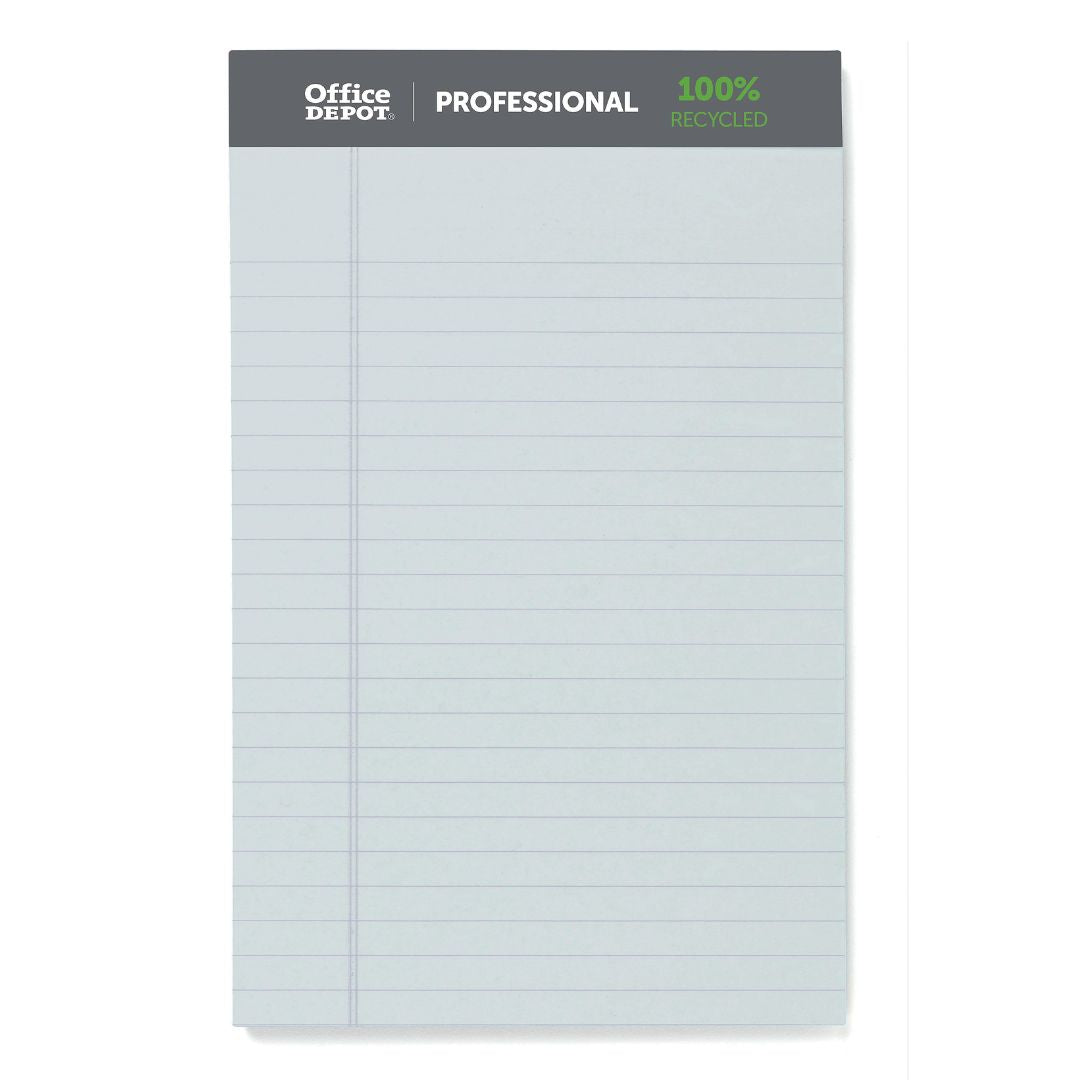Office Depot Brand Professional Legal Pad, 5" x 8", Assorted Colors, Narrow Ruled, 50 Sheets, 6 Pads/Pack