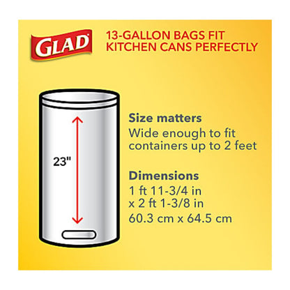 Glad ForceFlex Tall Kitchen Drawstring Trash Bags 13 Gallon Grey Box Of 100