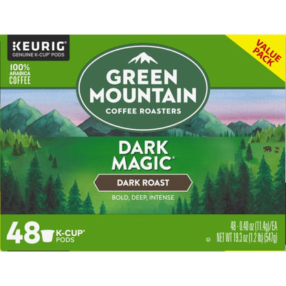 Green Mountain Coffee Dark Magic Extra-Bold Coffee K-Cup Pods, Dark Roast, Classic, Box Of 48 Pods