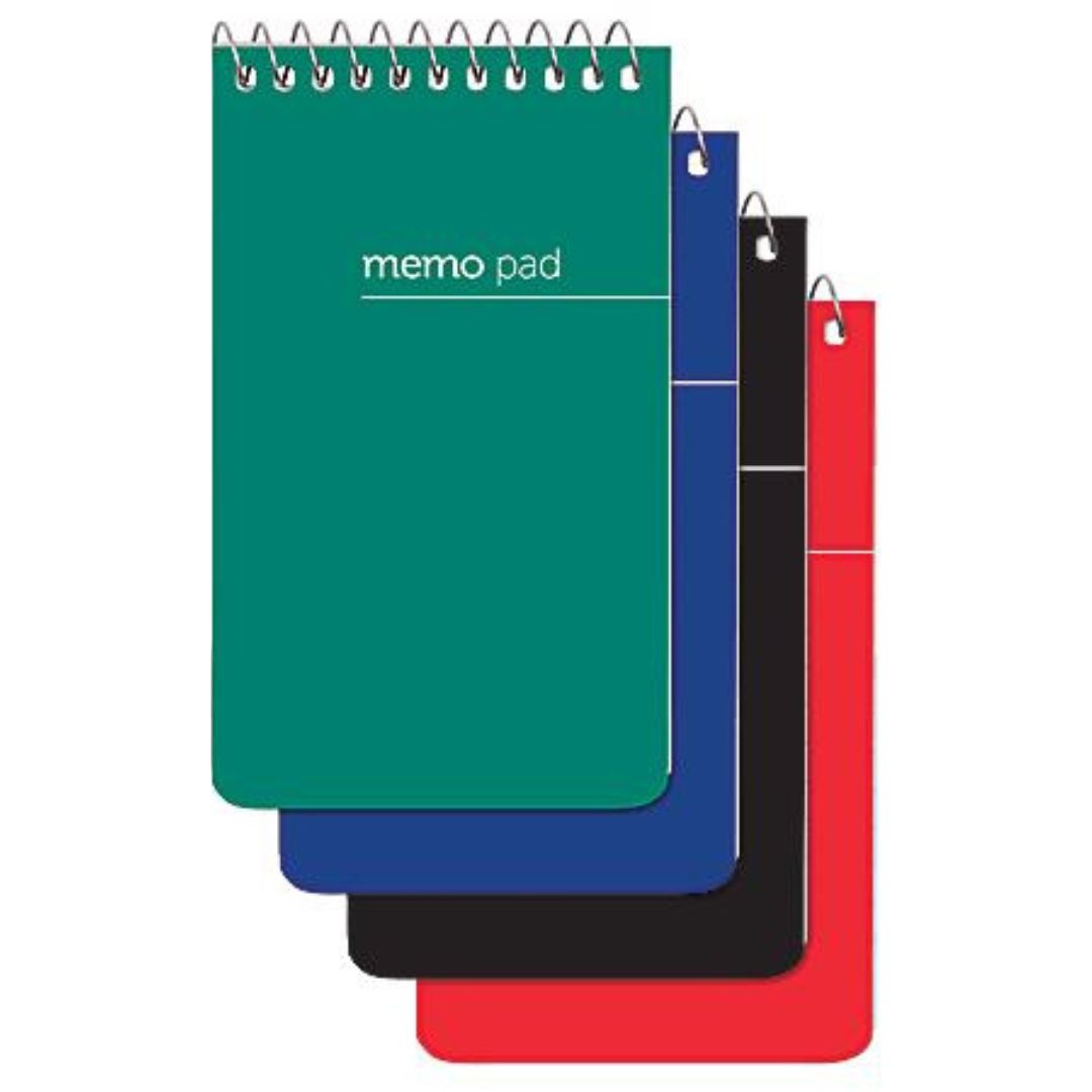 Office Depot Brand Wirebound Top-Opening Memo Books, 3" x 5", 1 Hole-Punched, College Ruled, 60 Sheets, Assorted Colors (No Color Choice), Pack Of 12