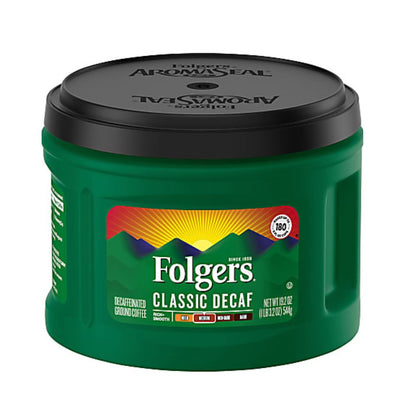 Folgers Classic Coffee, Decaffeinated, Light Roast, 22.6 Oz Per Bag