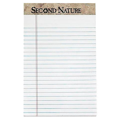 TOPS Second Nature 100% Recycled Writing Pads, 5" x 8", Legal Ruled, 50 Sheets, White, Pack Of 12 Pads