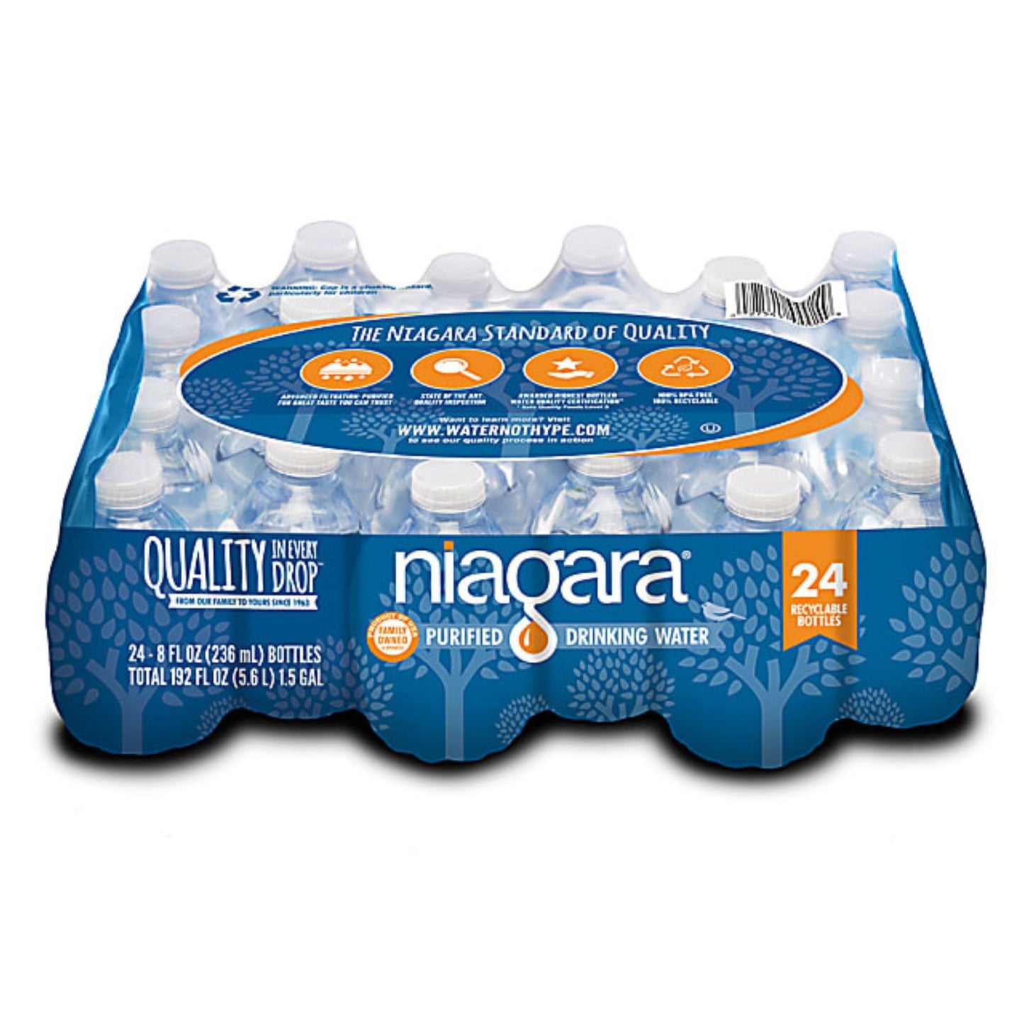 Niagara Purified Drinking Water Bottles 8 Fl Oz. Pack Of 24 Bottles