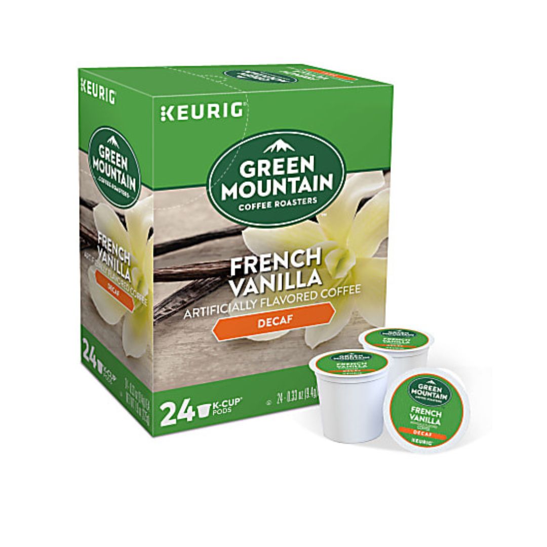 Green Mountain Coffee Single-Serve Coffee K-Cup Pods, Decaffeinated, French Vanilla, Box Of 24