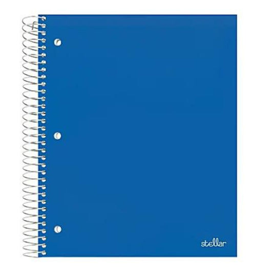 Office Depot Brand Stellar Poly Notebook, 8-1/2" x 11", 5 Subject, College Ruled, 200 Sheets, Blue