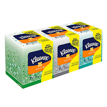 Kleenex Professional Anti-Viral 3-Ply Facial Tissues, Box of 55 Tissues, Pack Of 3 Boxes