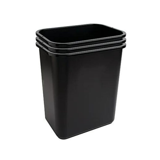 Highmark Rectangular Plastic Wastebasket Black 6.5 Gallons 15"H x 10"W x 14-1/4"D Pack Of 3