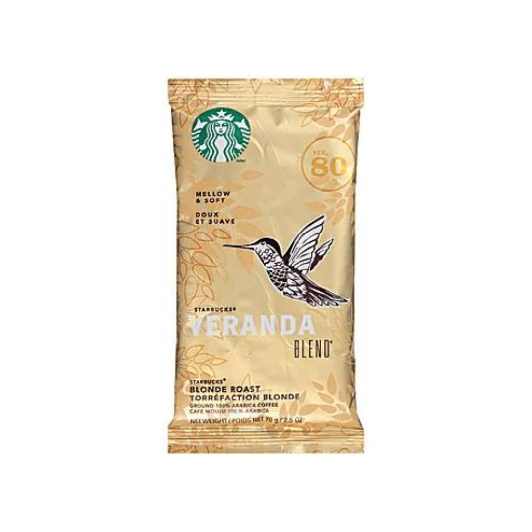 Starbucks Veranda Ground Roast Coffee Single-Serve Packets, Premium Blonde, 2.5 Oz Per Bag, Box Of 18