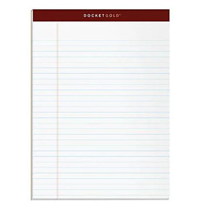 TOPS Docket Gold Premium Writing Pads, 8 1/2" x 11 3/4", Legal Ruled, 50 Sheets, White, Pack Of 12 Pads