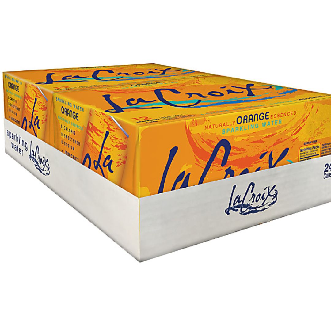 LaCroix Core Sparkling Water with Natural Orange Flavor 12 Oz. Case of 24 Cans