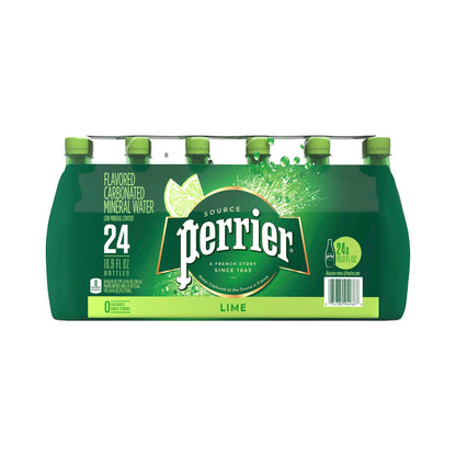 Perrier Sparkling Natural Mineral Water with Lime Flavor 16.9 Oz. Case Of 24 Plastic Bottles