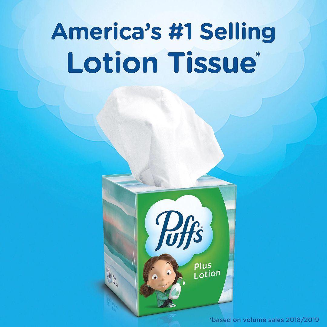 Puffs Plus Lotion 2-Ply Facial Tissues, 56 Sheets Per Box, 4 Boxes