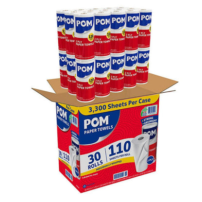 POM Individually Wrapped 2-Ply Paper Towels 30 Rolls
