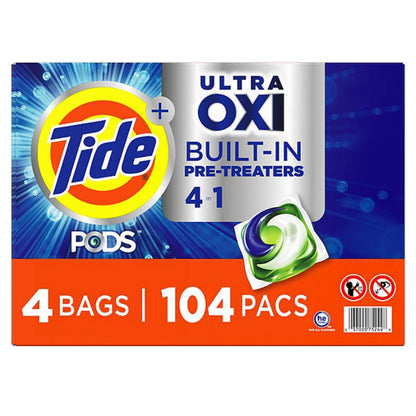 Tide PODS + Ultra Oxi Liquid Detergent Pacs 104 pacs