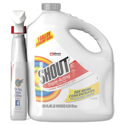 Shout Triple-Acting Laundry Stain Remover 128 fl. oz. refill + 22 fl. oz.