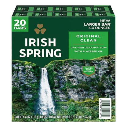 Irish Spring Bar Soap, Original Clean 4 oz. 20 ct.