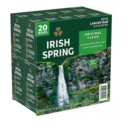 Irish Spring Bar Soap, Original Clean 4 oz. 20 ct.